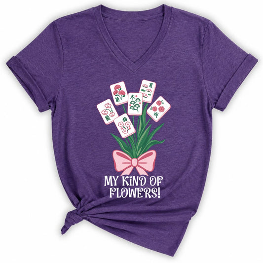My Kind Of Flowers Mahjong Lady V-neck
