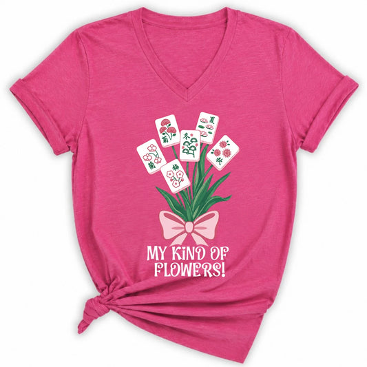 My Kind Of Flowers Mahjong Lady V-neck