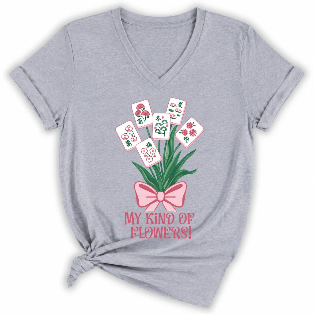 My Kind Of Flowers Mahjong Lady V-neck