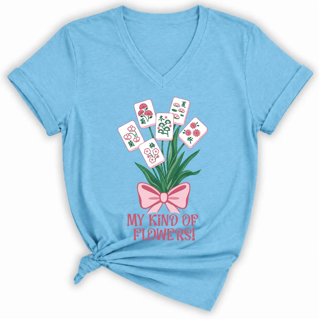 My Kind Of Flowers Mahjong Lady V-neck