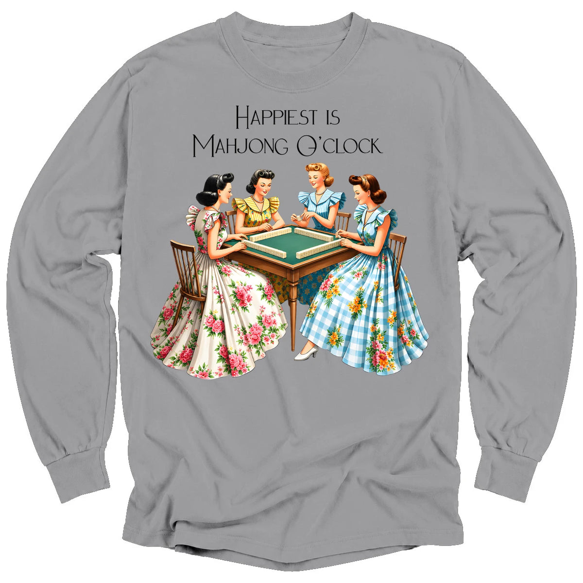 Happiest Is Mahjong O’Clock Long Sleeve T-Shirt