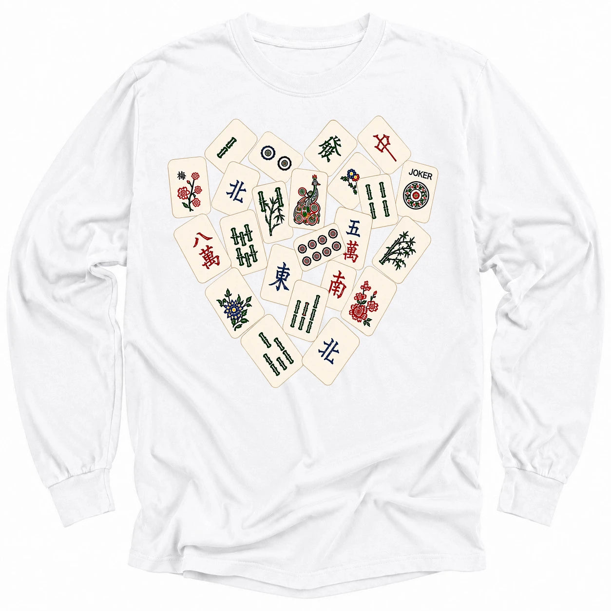 Mahjong Tile Heart Long Sleeve T-Shirt