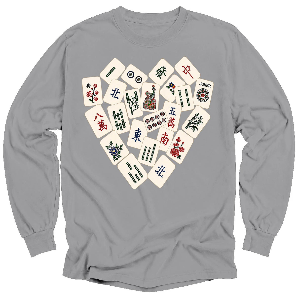 Mahjong Tile Heart Long Sleeve T-Shirt