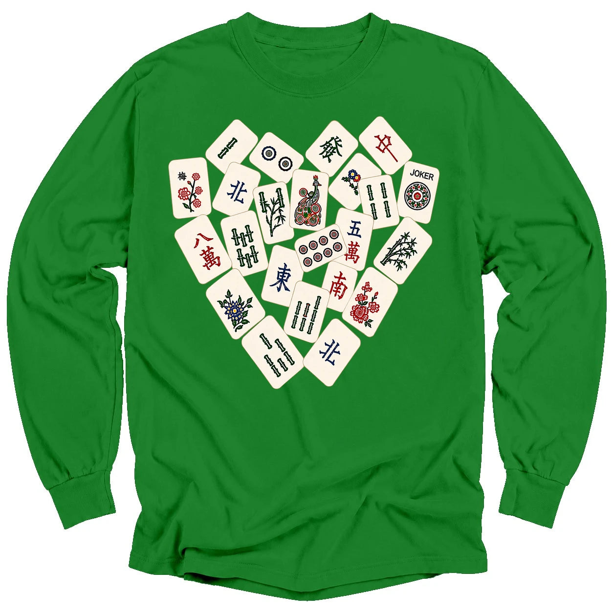 Mahjong Tile Heart Long Sleeve T-Shirt