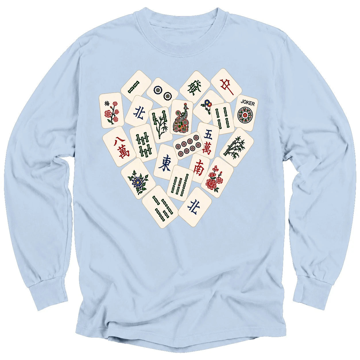 Mahjong Tile Heart Long Sleeve T-Shirt