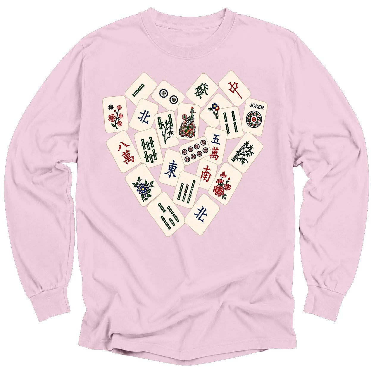 Mahjong Tile Heart Long Sleeve T-Shirt
