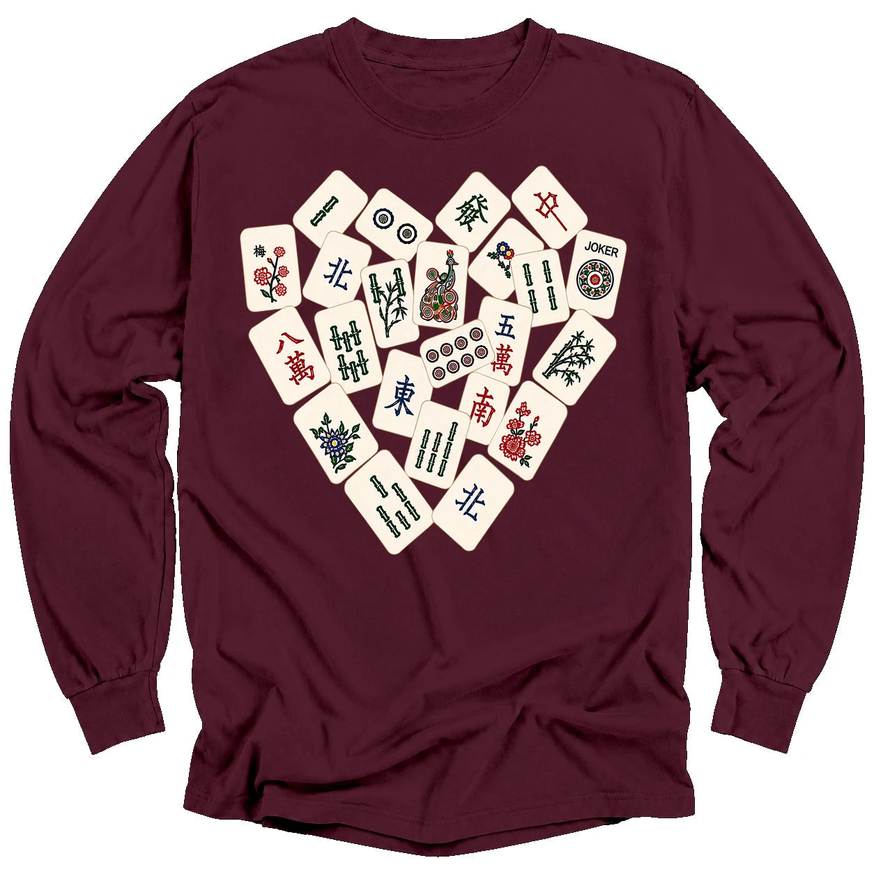 Mahjong Tile Heart Long Sleeve T-Shirt