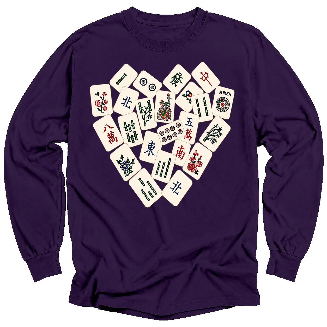 Mahjong Tile Heart Long Sleeve T-Shirt