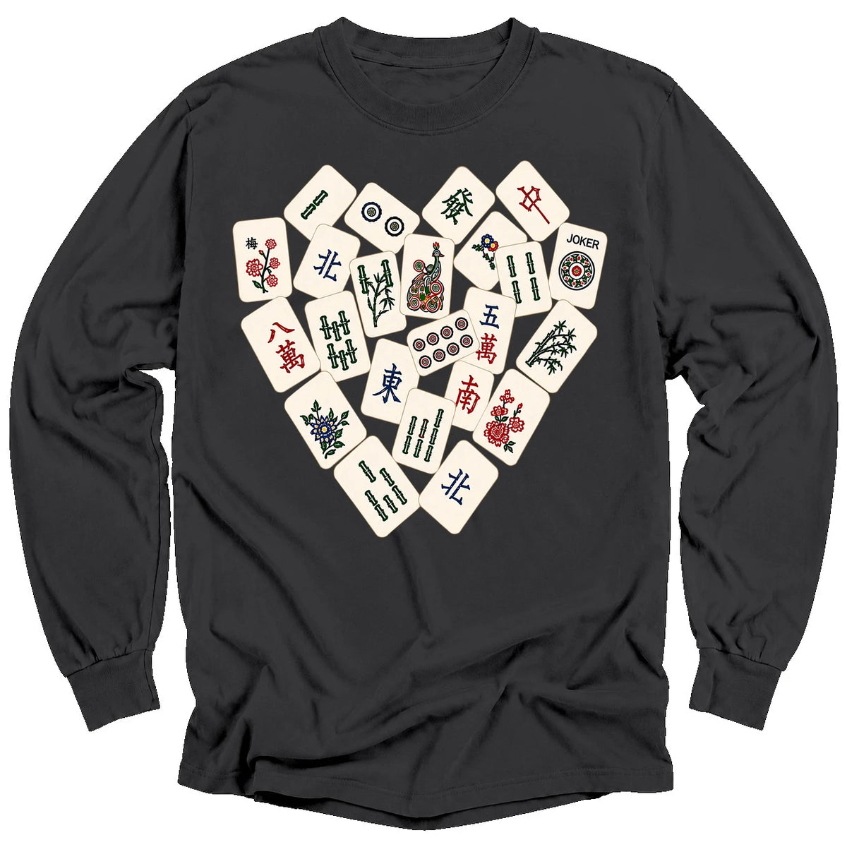 Mahjong Tile Heart Long Sleeve T-Shirt