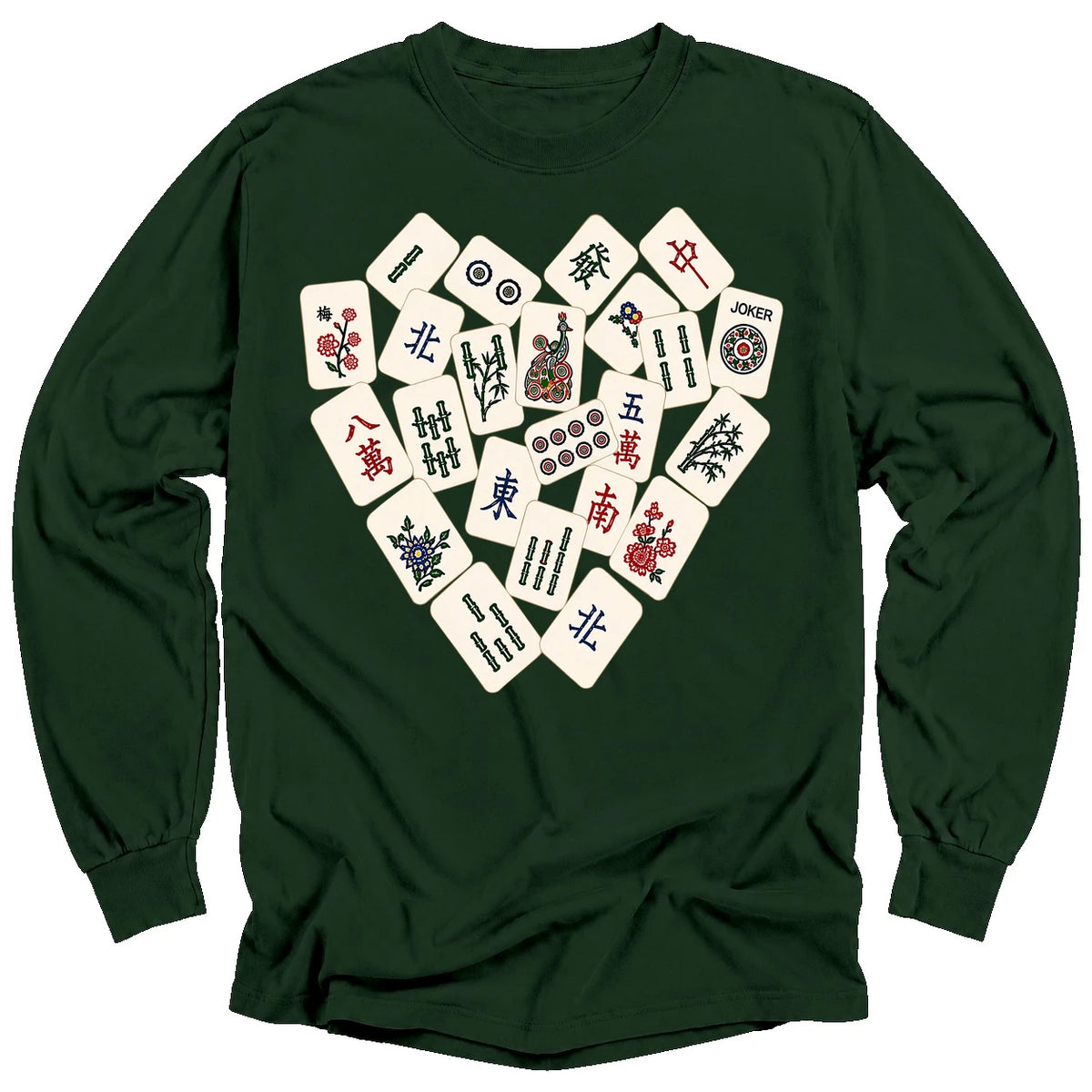 Mahjong Tile Heart Long Sleeve T-Shirt