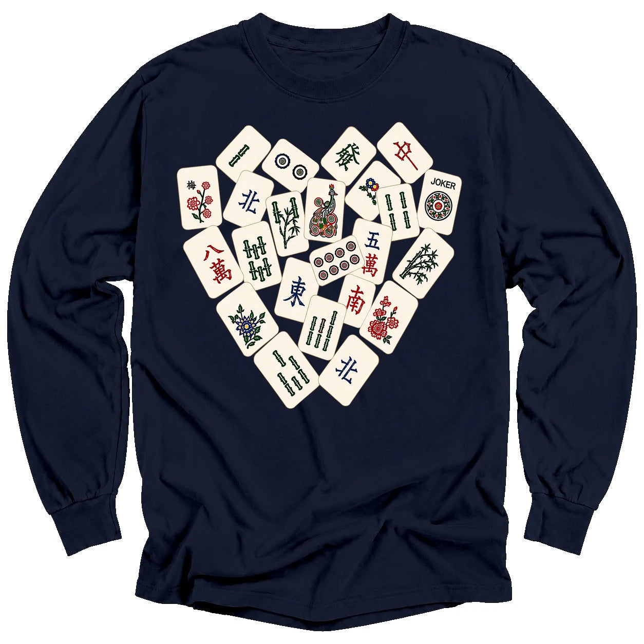 Mahjong Tile Heart Long Sleeve T-Shirt