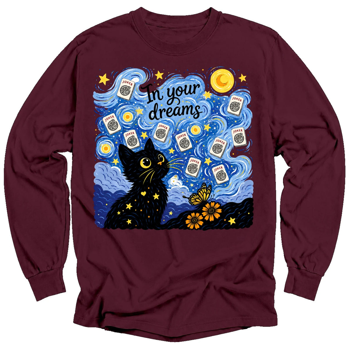 Van Gogh Starry Night Mahjong Long Sleeve T-Shirt