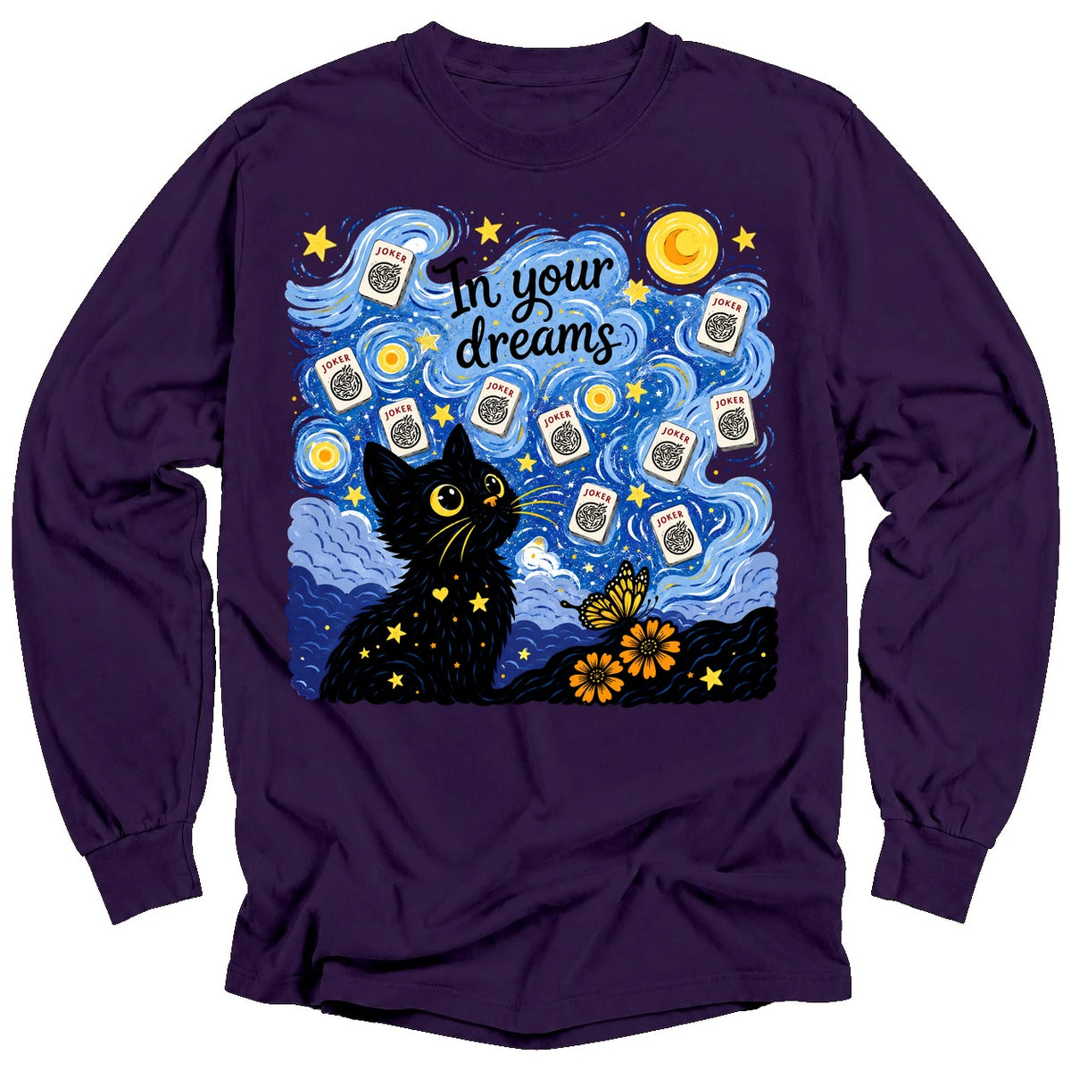 Van Gogh Starry Night Mahjong Long Sleeve T-Shirt
