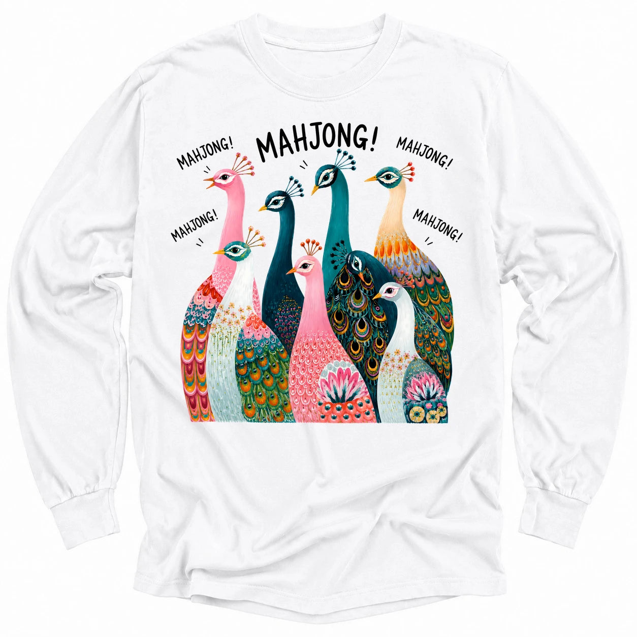 Peacock Mahjong Long Sleeve T-Shirt