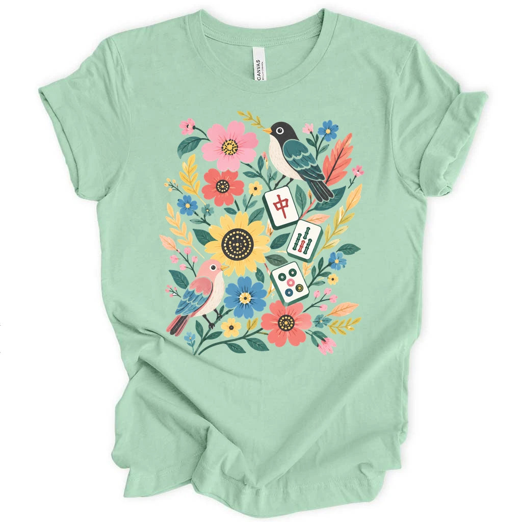 Bird Mahjong Flower T-shirt