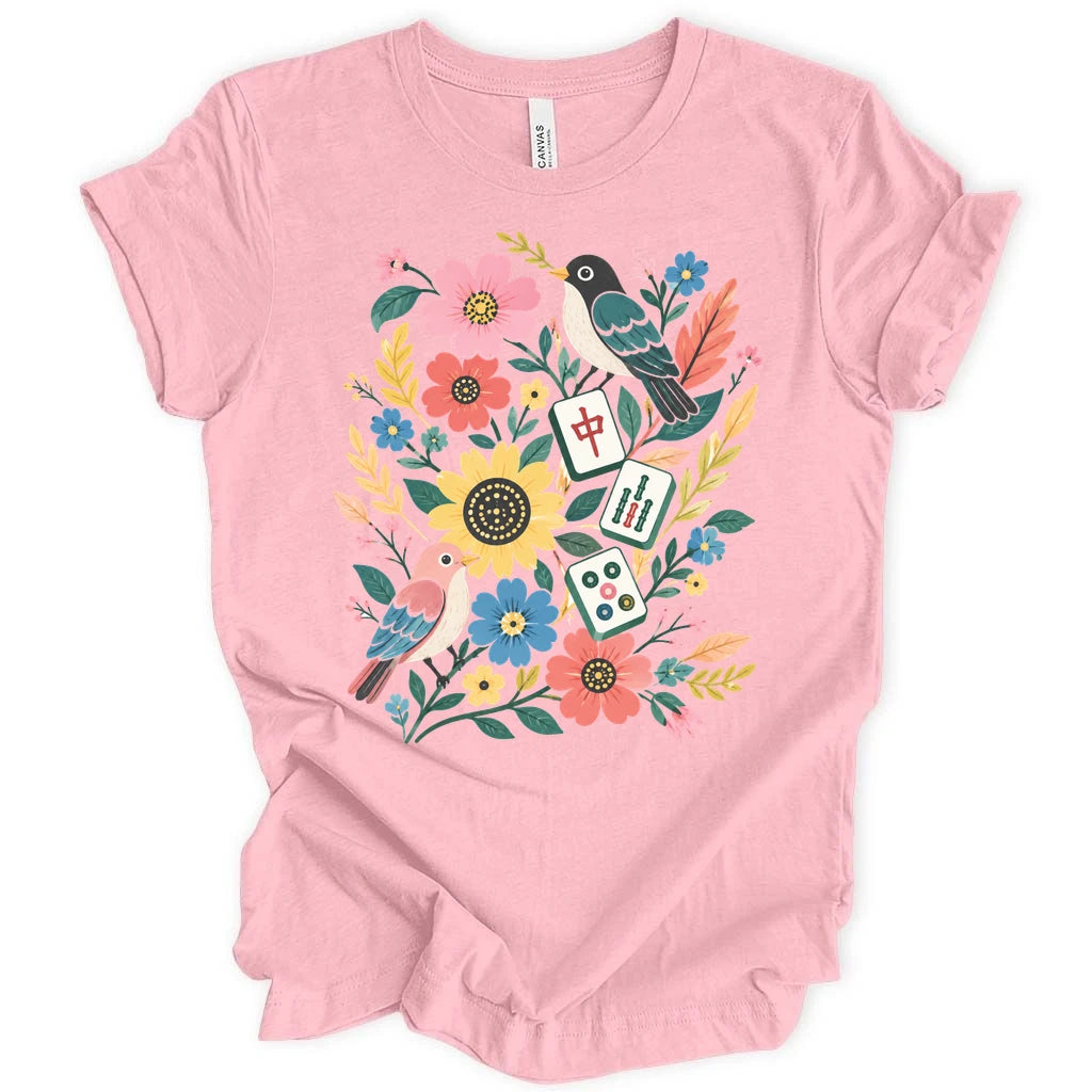 Bird Mahjong Flower T-shirt