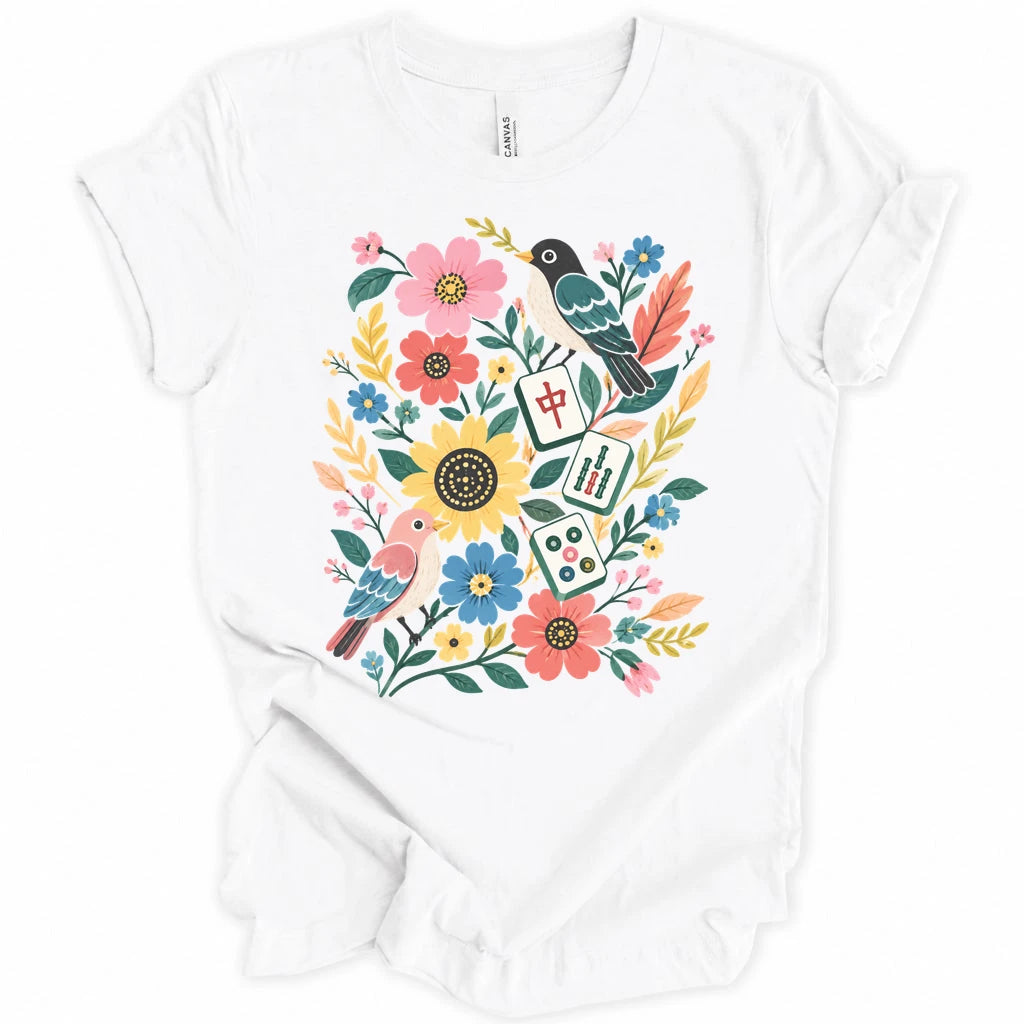 Bird Mahjong Flower T-shirt