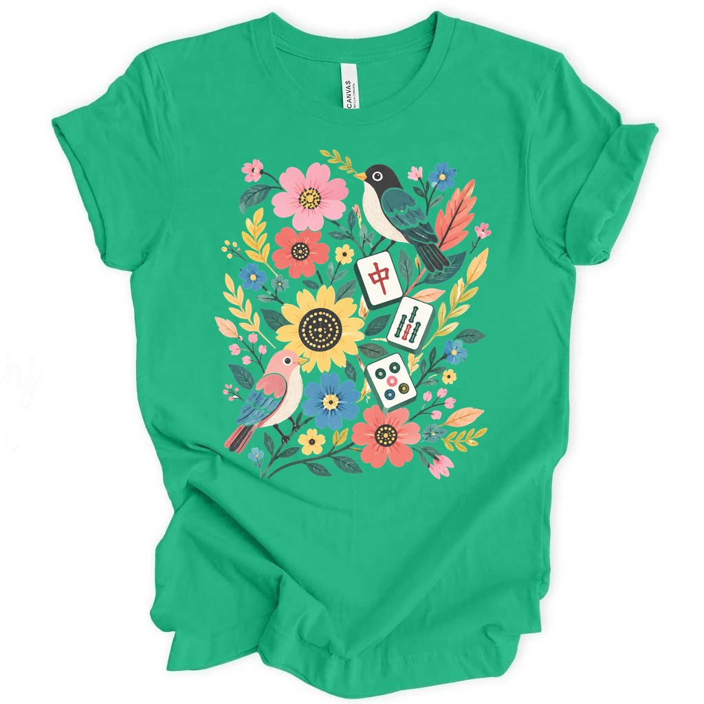 Bird Mahjong Flower T-shirt