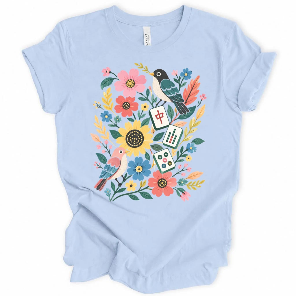Bird Mahjong Flower T-shirt