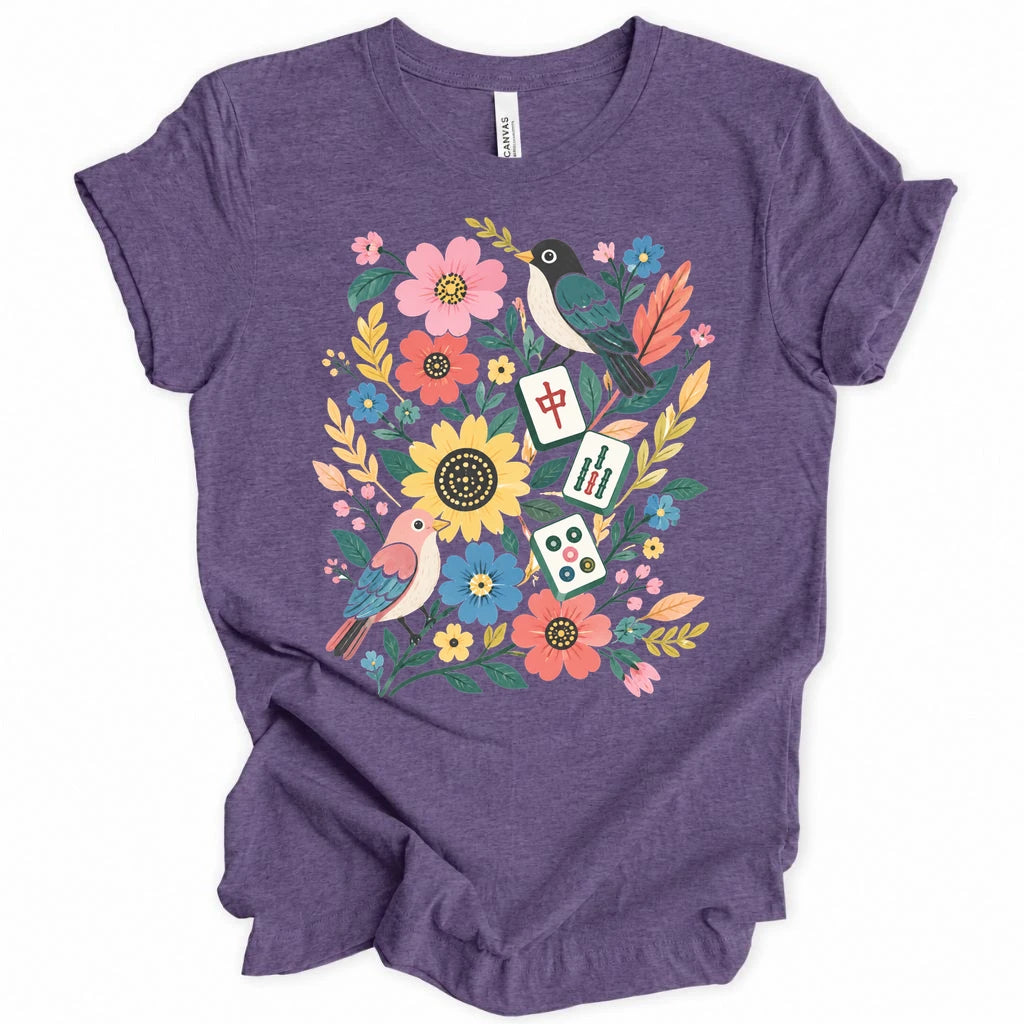 Bird Mahjong Flower T-shirt