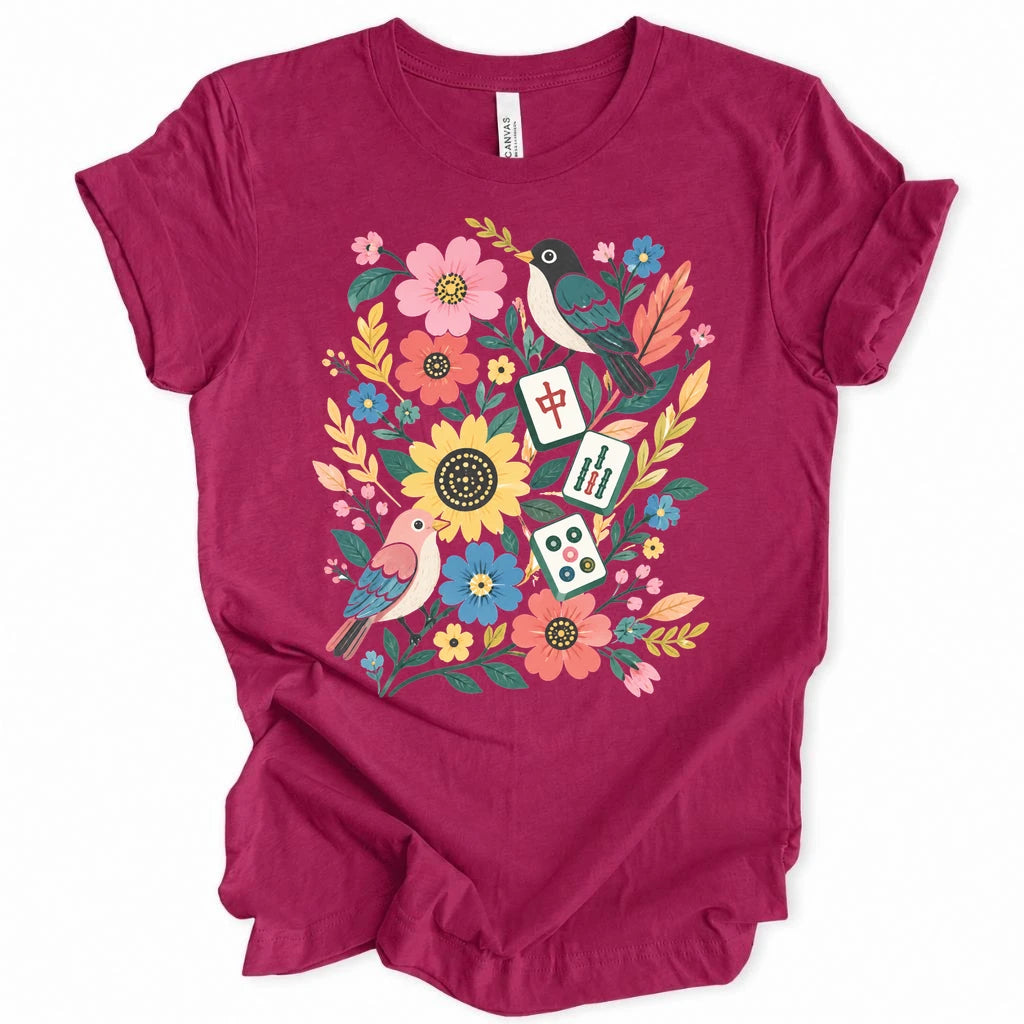Bird Mahjong Flower T-shirt