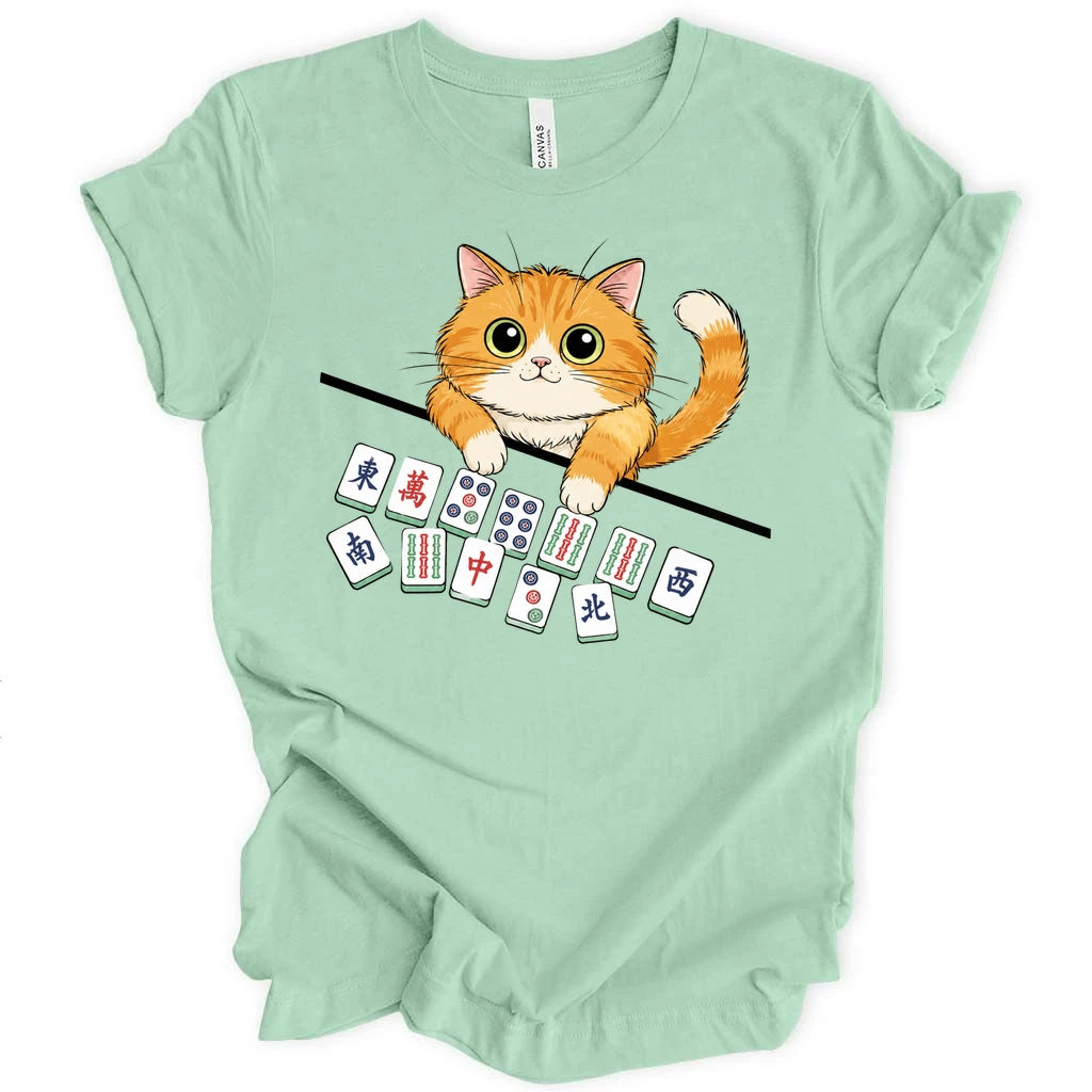 Cat With Mahjong Tiles T-Shirt