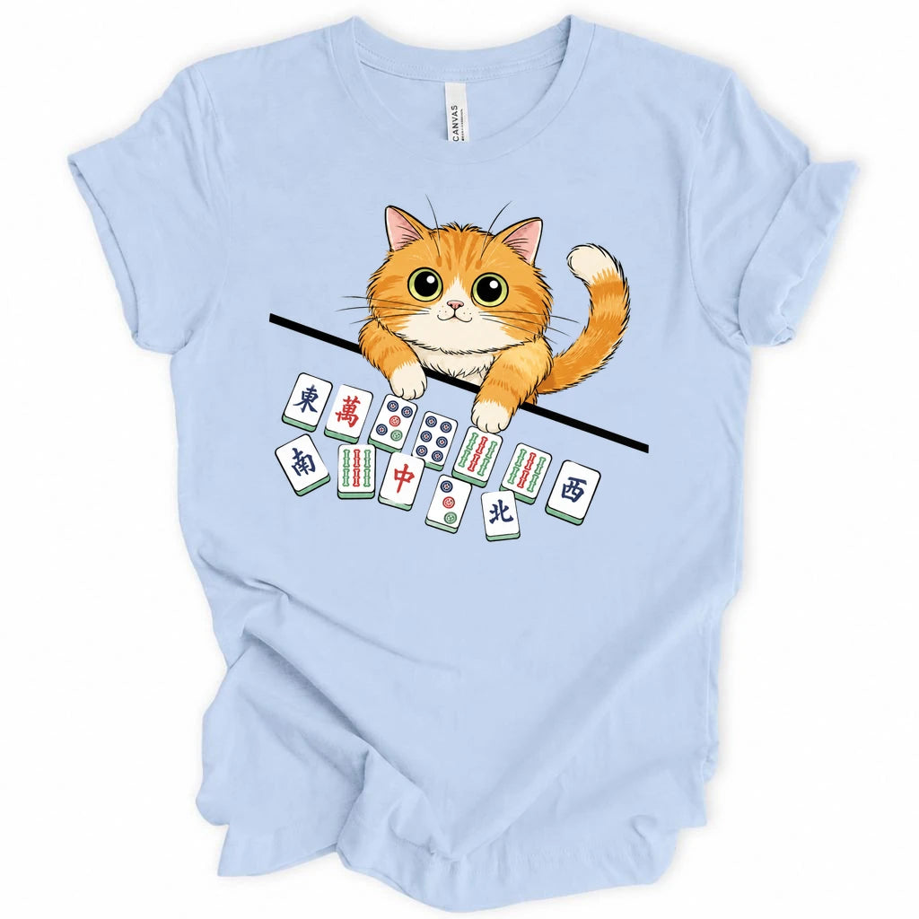 Cat With Mahjong Tiles T-Shirt