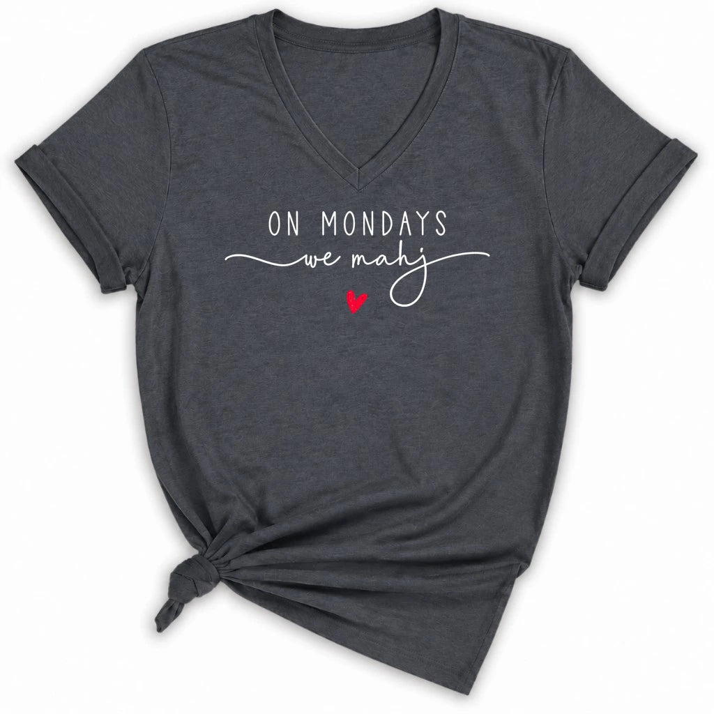 On Mondays we mahj Lady V-neck