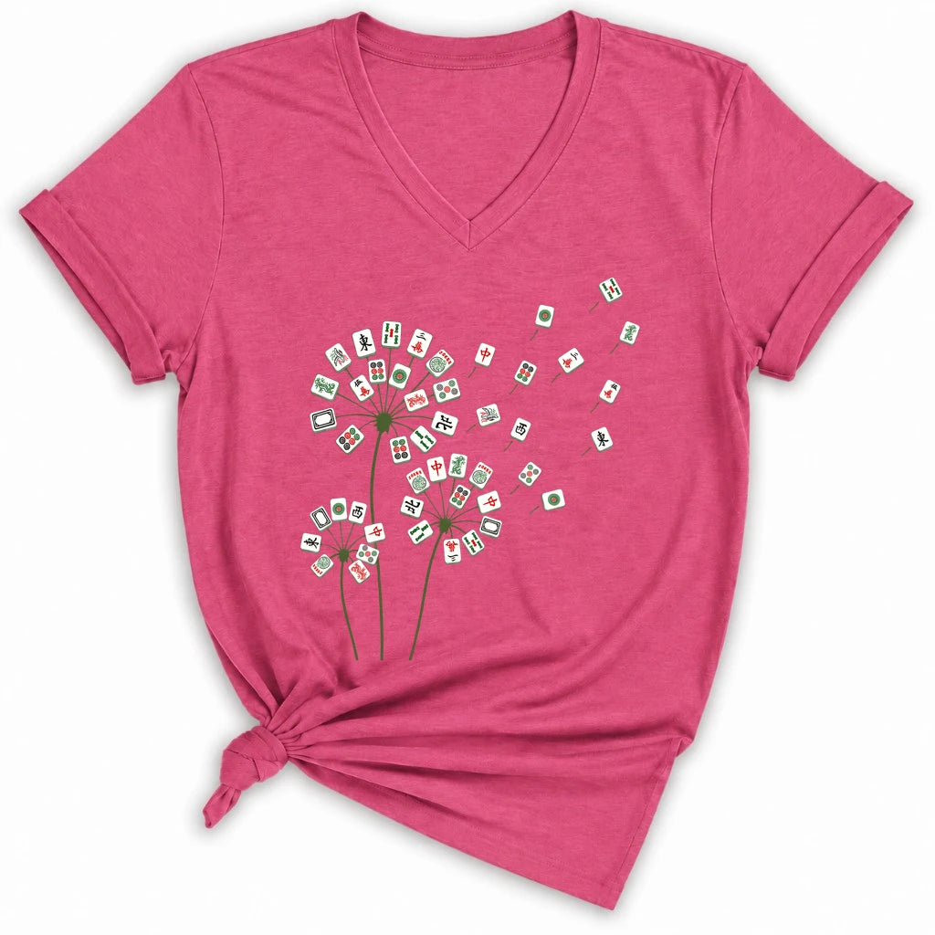 Blooming Mahjong Lady V-neck