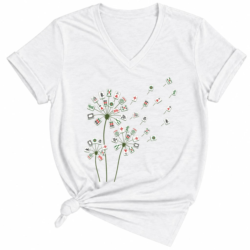 Blooming Mahjong Lady V-neck