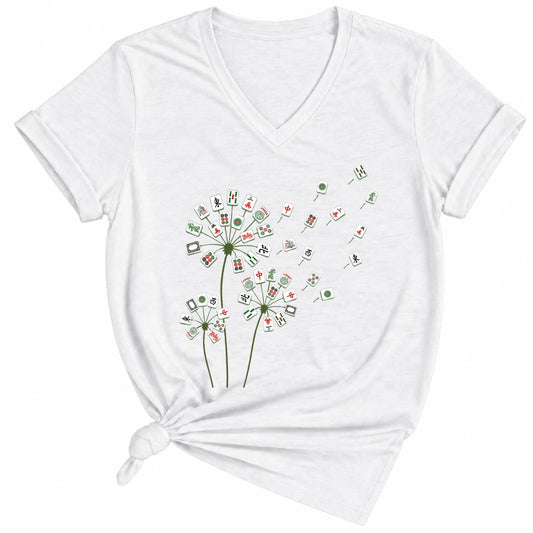 Blooming Mahjong Lady V-neck