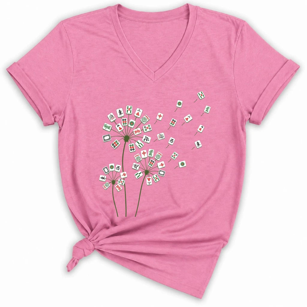 Blooming Mahjong Lady V-neck
