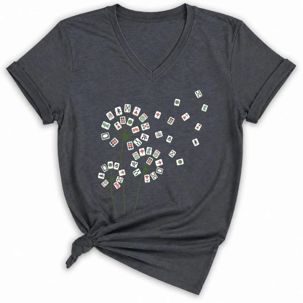 Blooming Mahjong Lady V-neck