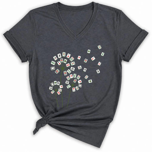 Blooming Mahjong Lady V-neck