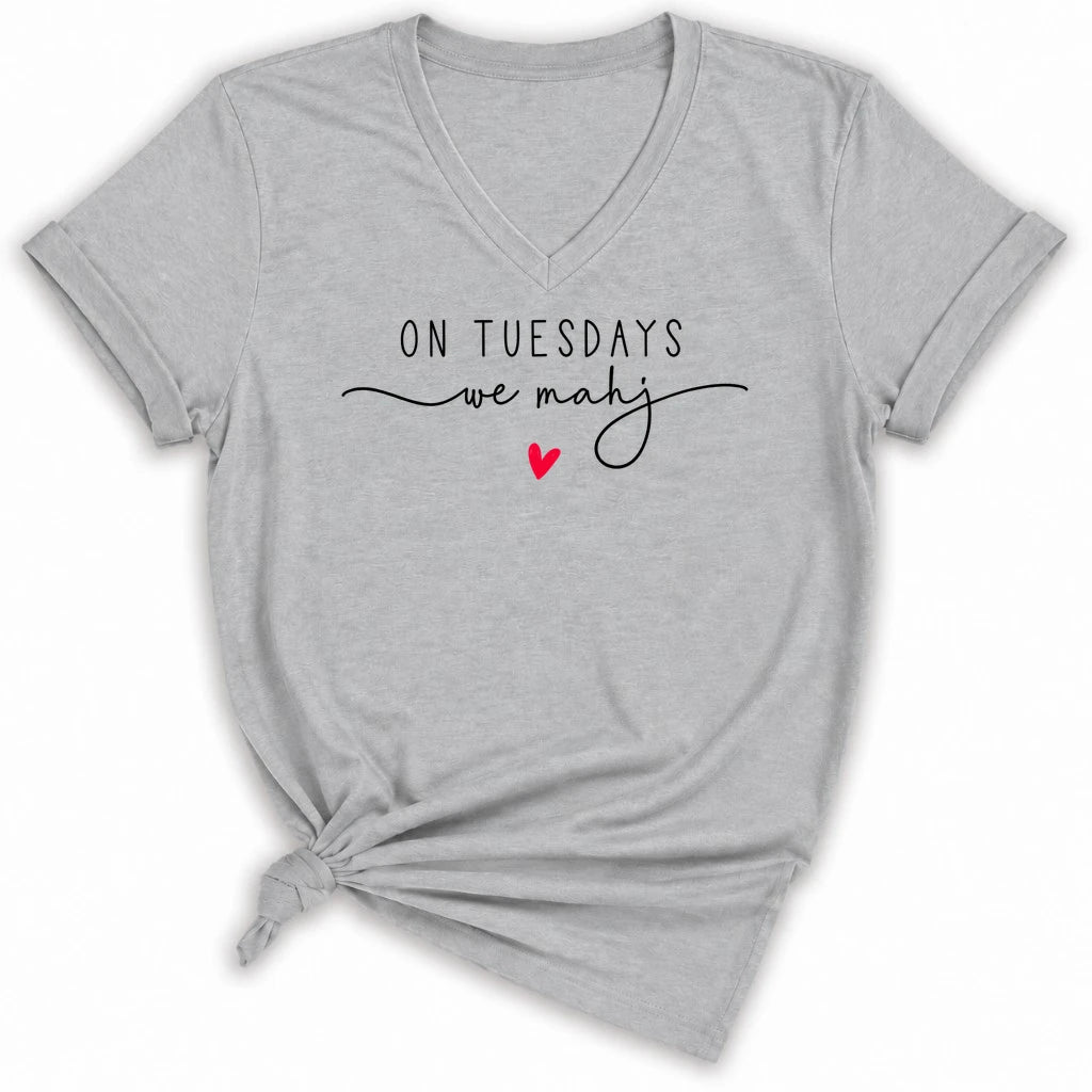 On Tuesdays we mahj Lady V-neck