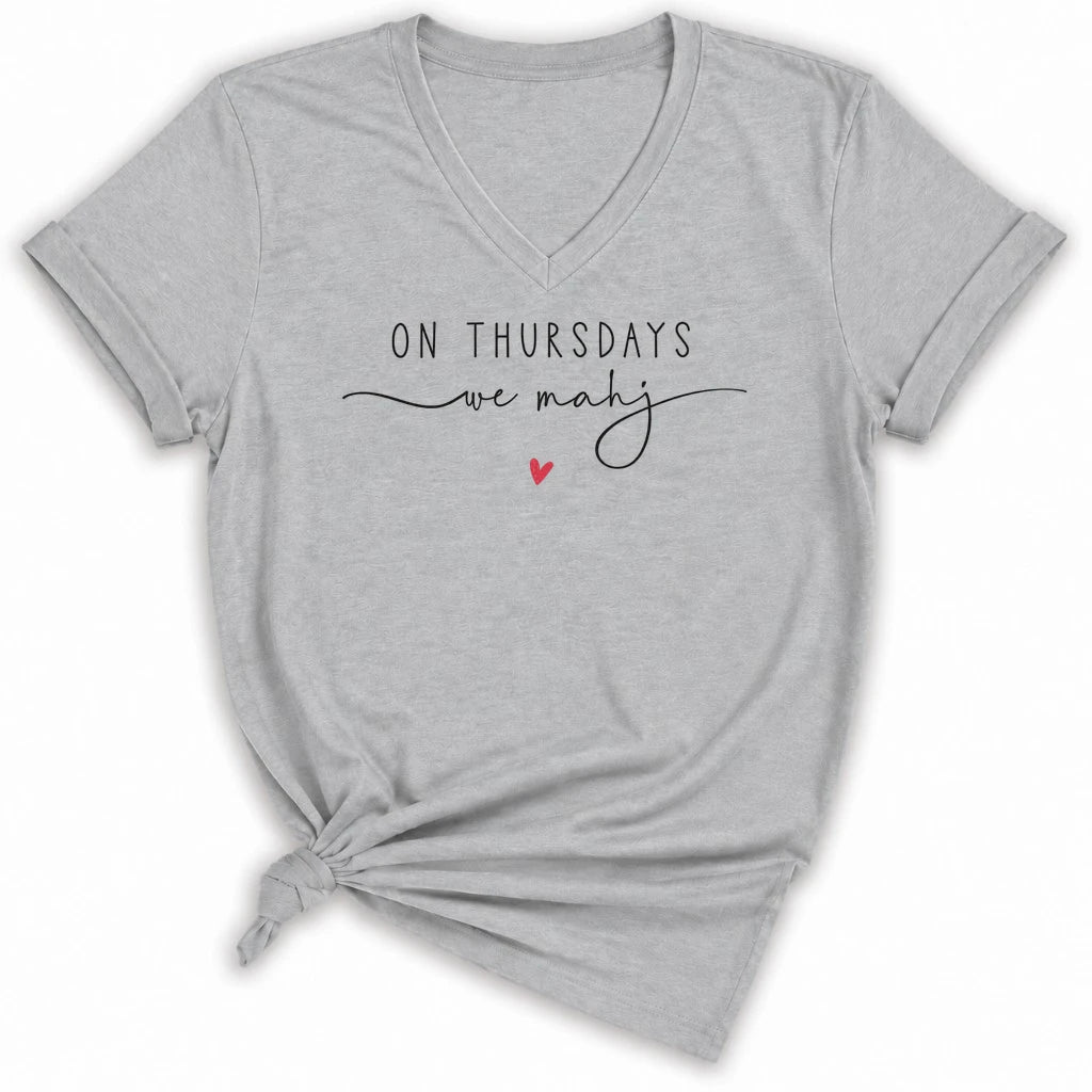 On Thursdays we mahj Lady V-neck