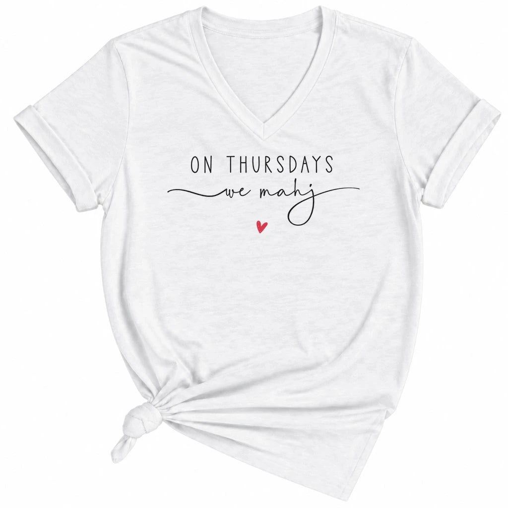 On Thursdays we mahj Lady V-neck