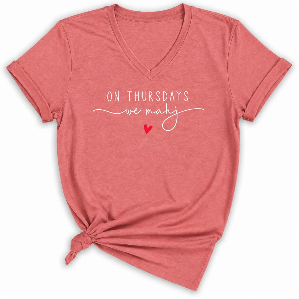 On Thursdays we mahj Lady V-neck