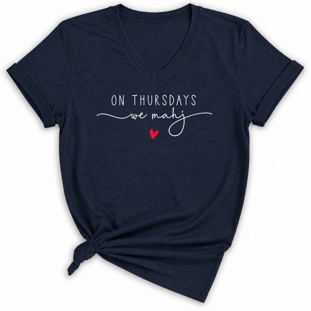 On Thursdays we mahj Lady V-neck