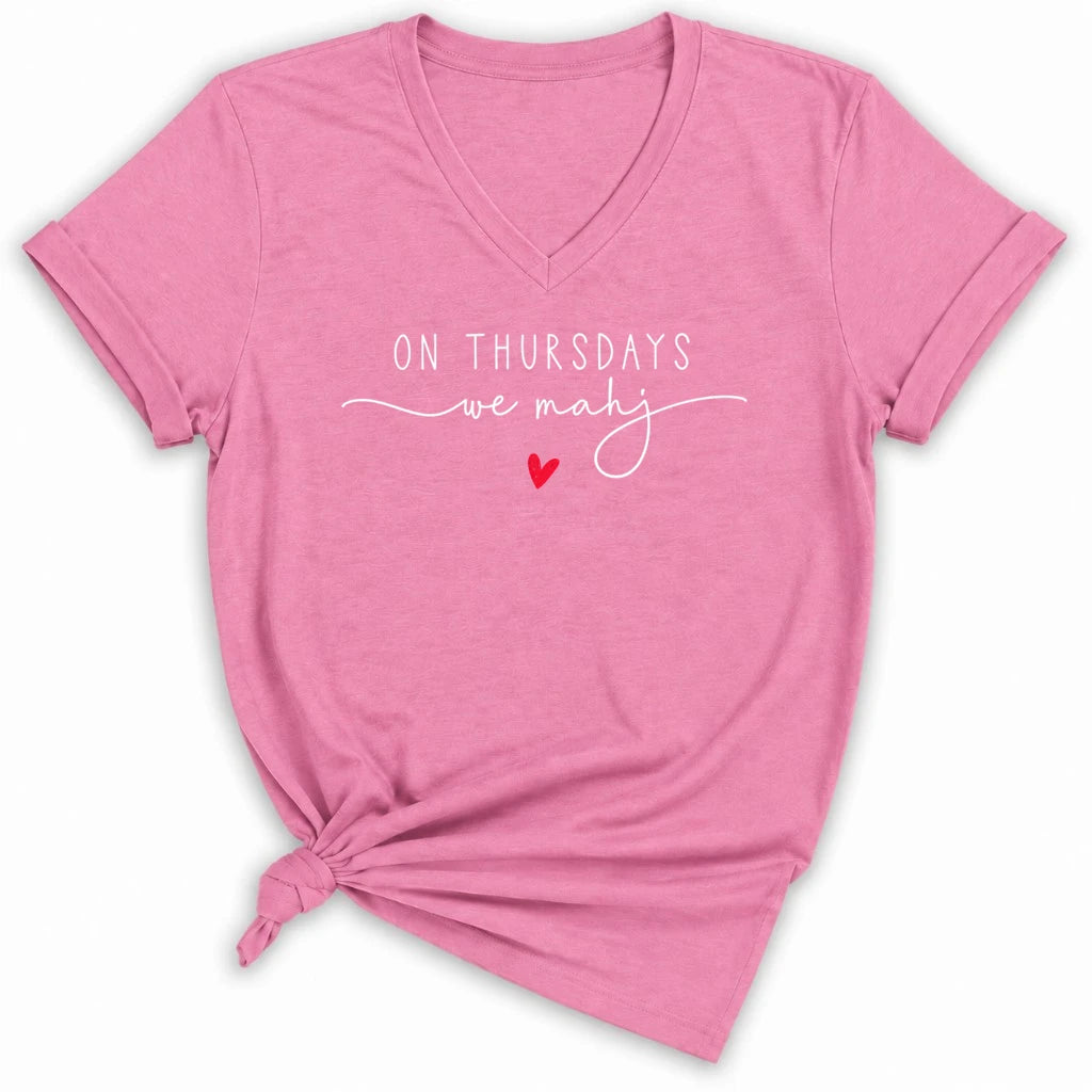On Thursdays we mahj Lady V-neck