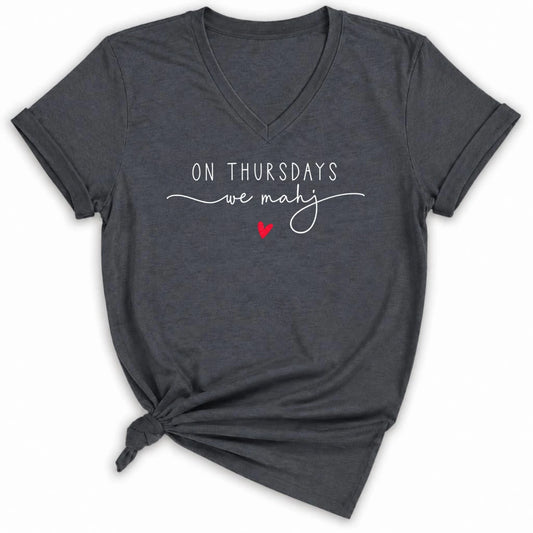 On Thursdays we mahj Lady V-neck