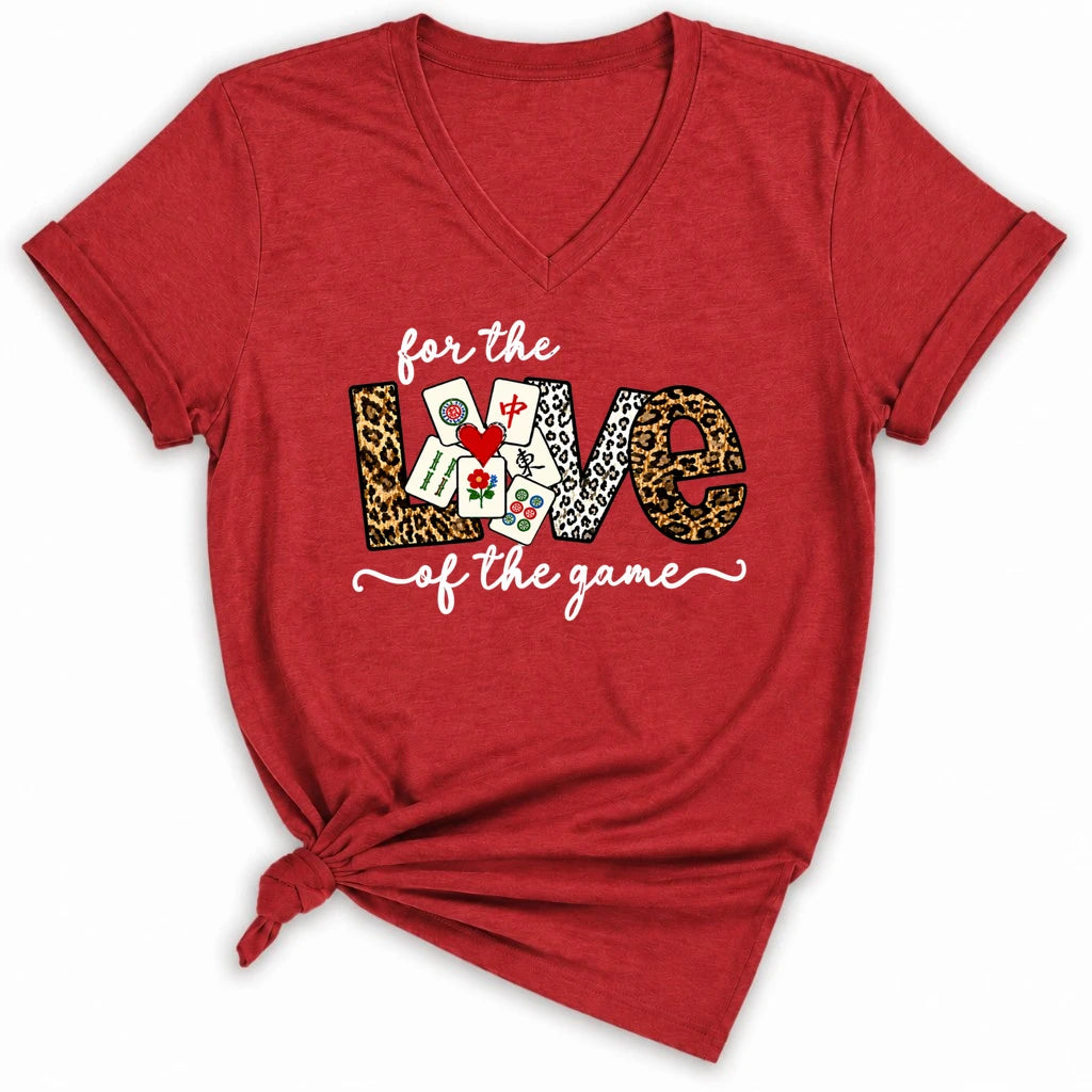 For The Love Of The Game Mahjong Lady V-neck