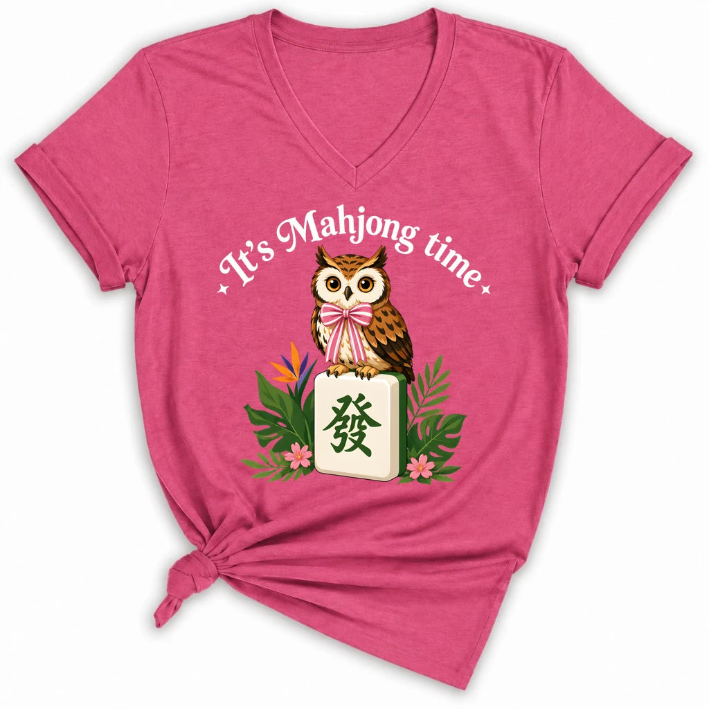 It’s Mahjong Time Owl Lady V-neck
