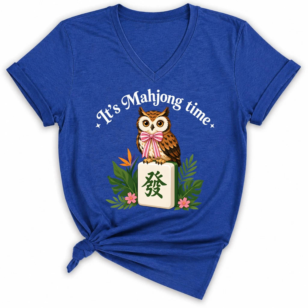It’s Mahjong Time Owl Lady V-neck