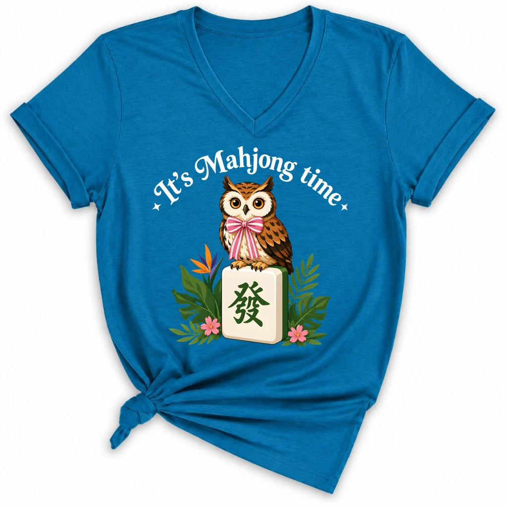 It’s Mahjong Time Owl Lady V-neck