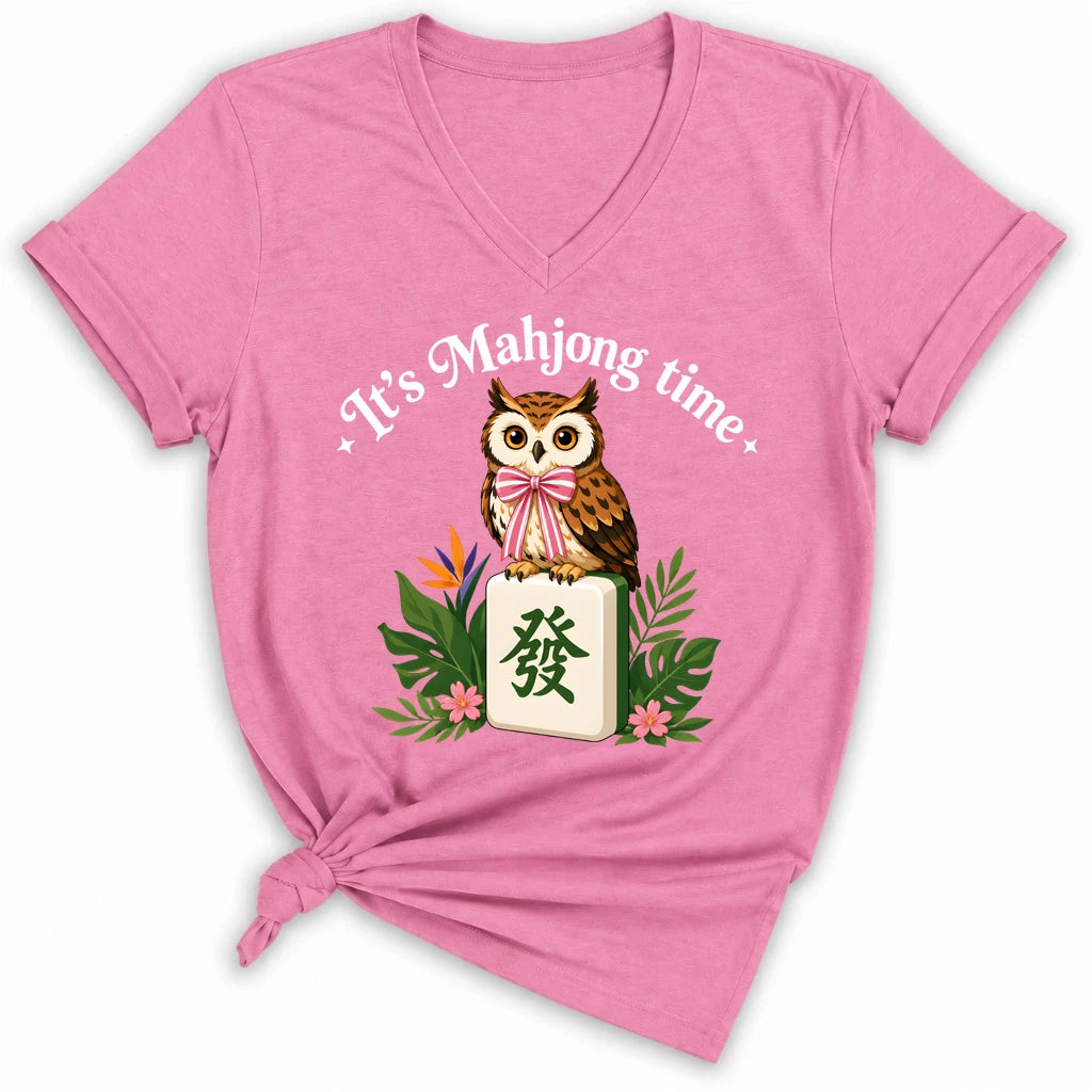 It’s Mahjong Time Owl Lady V-neck