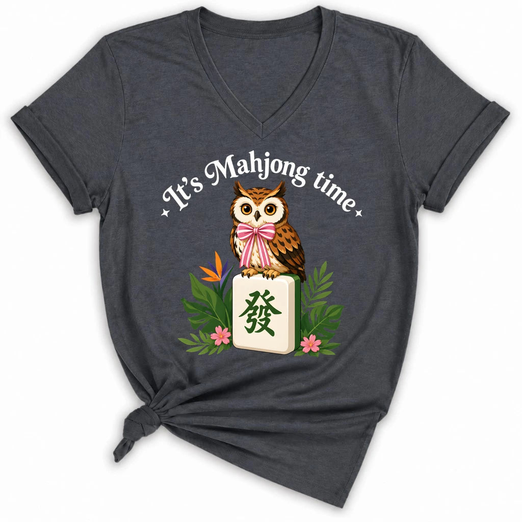 It’s Mahjong Time Owl Lady V-neck
