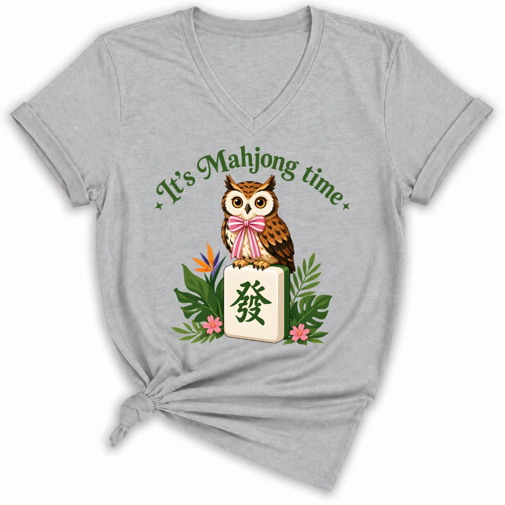 It’s Mahjong Time Owl Lady V-neck