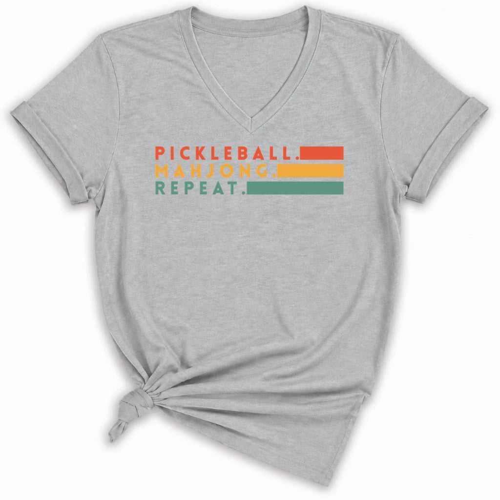 Pickleball Mahjong Lady V-neck