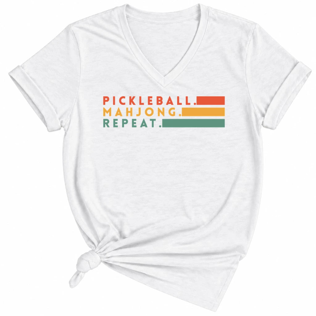 Pickleball Mahjong Lady V-neck